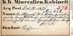 Etiketten zu Calcit (NHMW-MIN-As418)